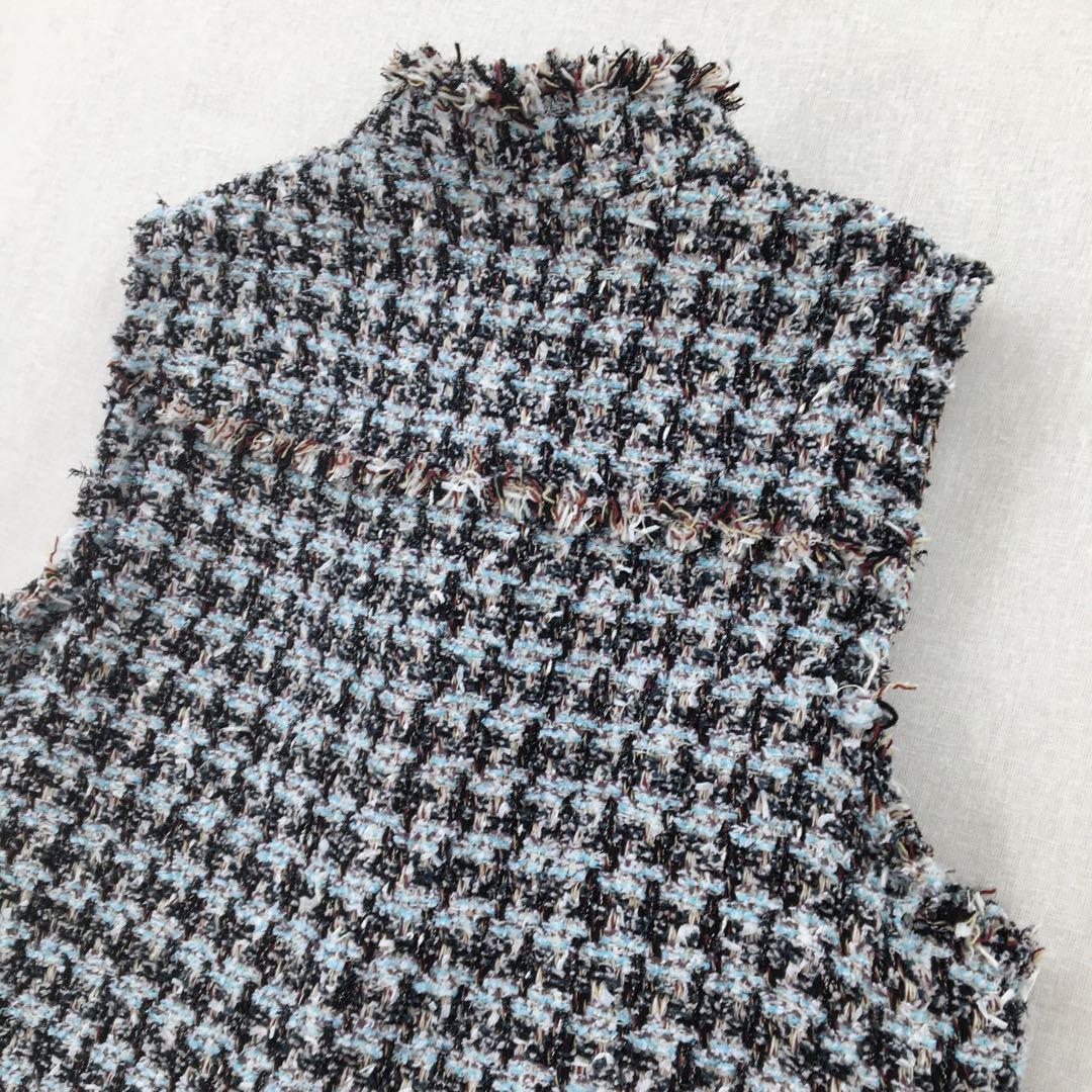 バッカ トゥモローランド ロングベスト 中綿 ツイード フリンジ オーバーサイズ