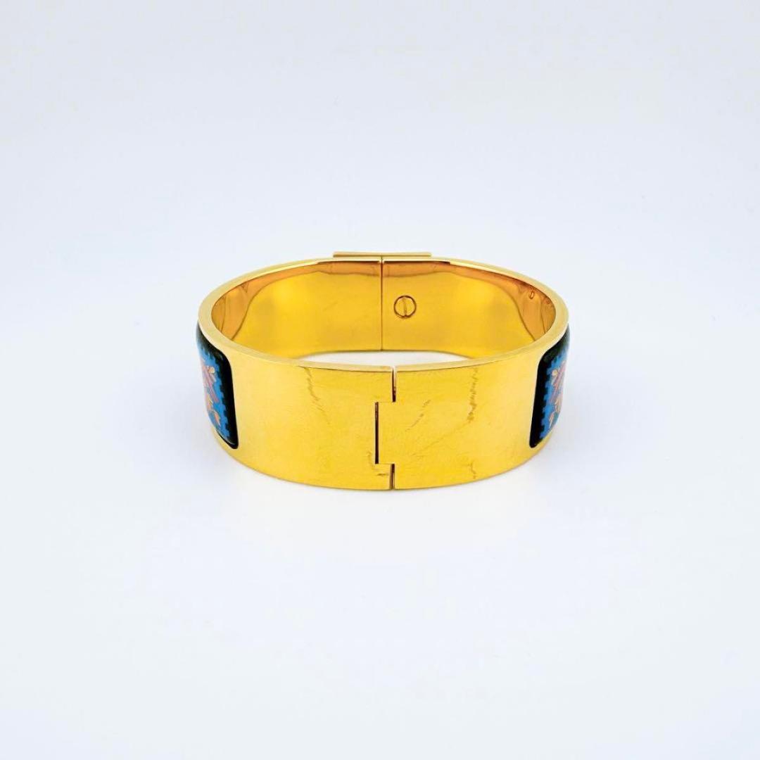 エルメス ロケ エマイユ 七宝焼 バングル ブレスレット レディース ゴールド