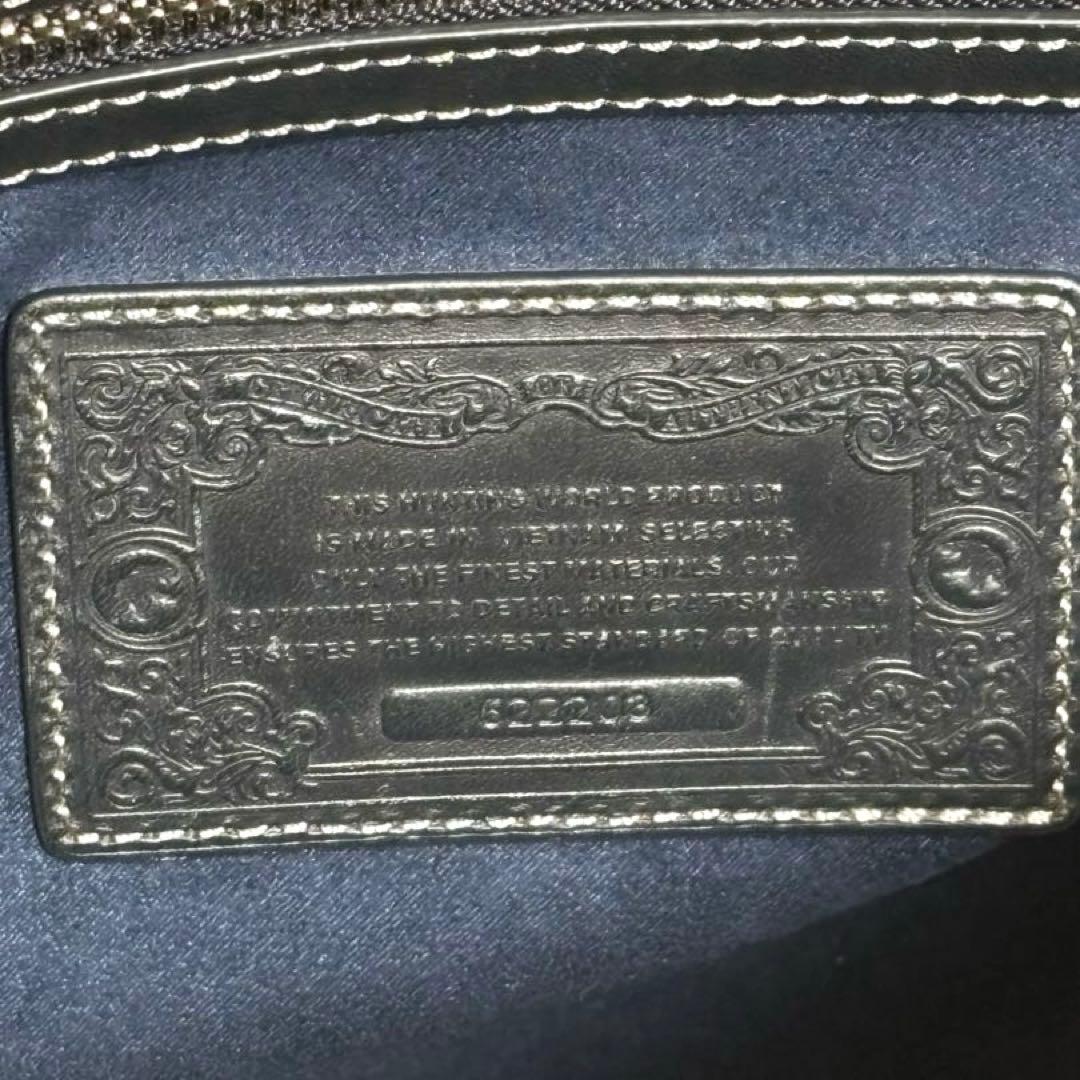 ハンティングワールド バケツ型 オールレザー ショルダーバッグ ネイビー