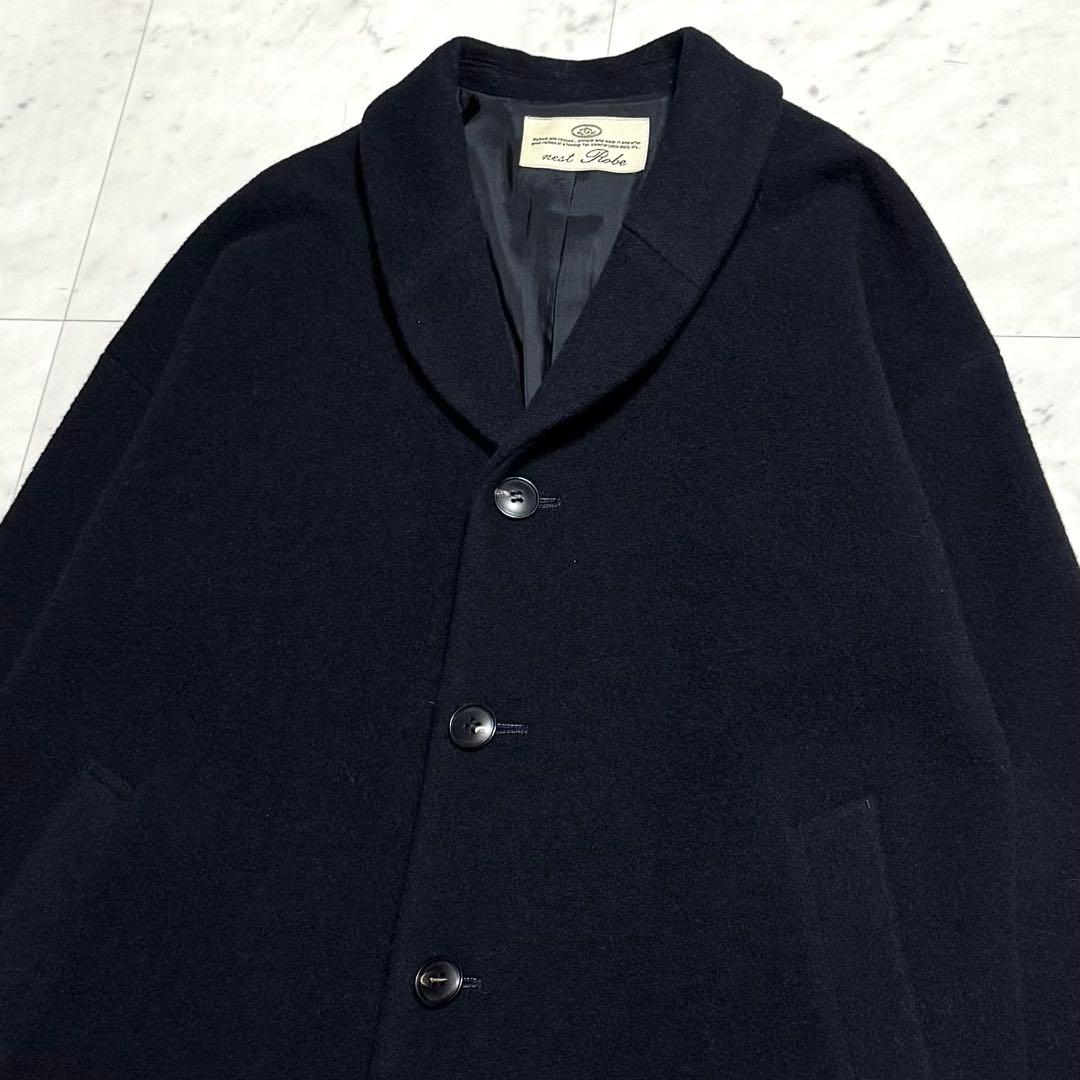 nest Robe ショールカラーロングコート ウール カシミヤ ネイビー F