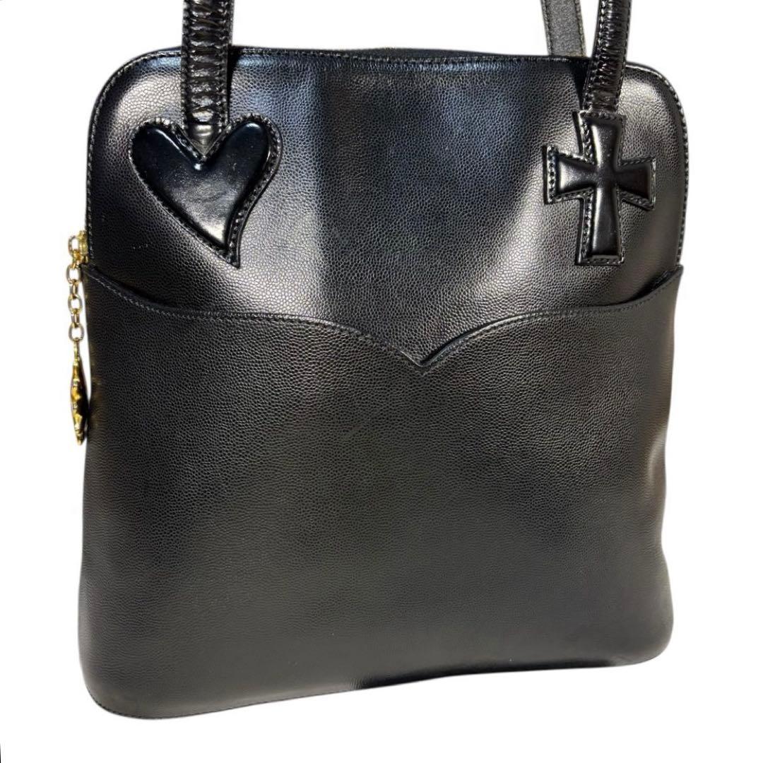 美品　希少　クリスチャンラクロワ　❤︎ハート&➕クロス　シボ革　ショルダーバッグ