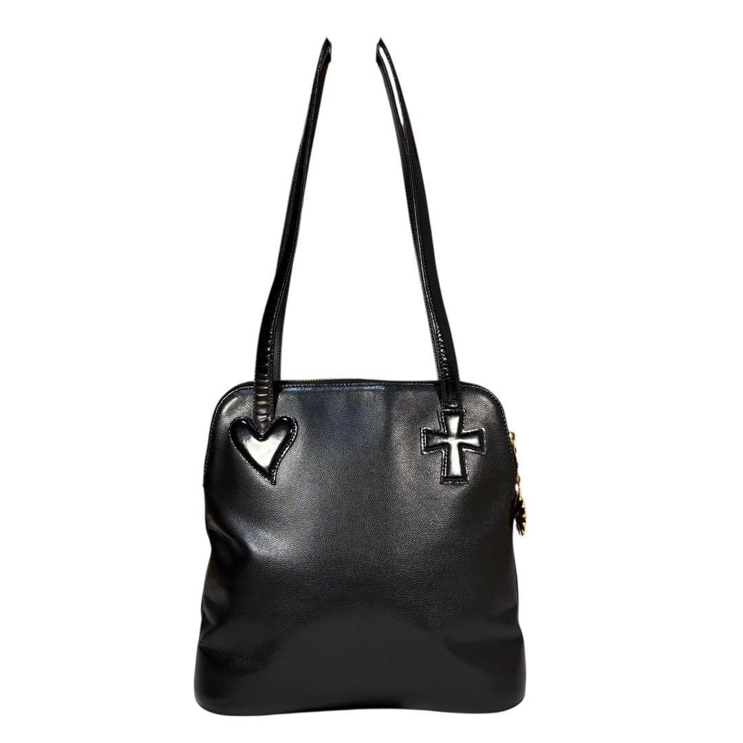 美品　希少　クリスチャンラクロワ　❤︎ハート&➕クロス　シボ革　ショルダーバッグ