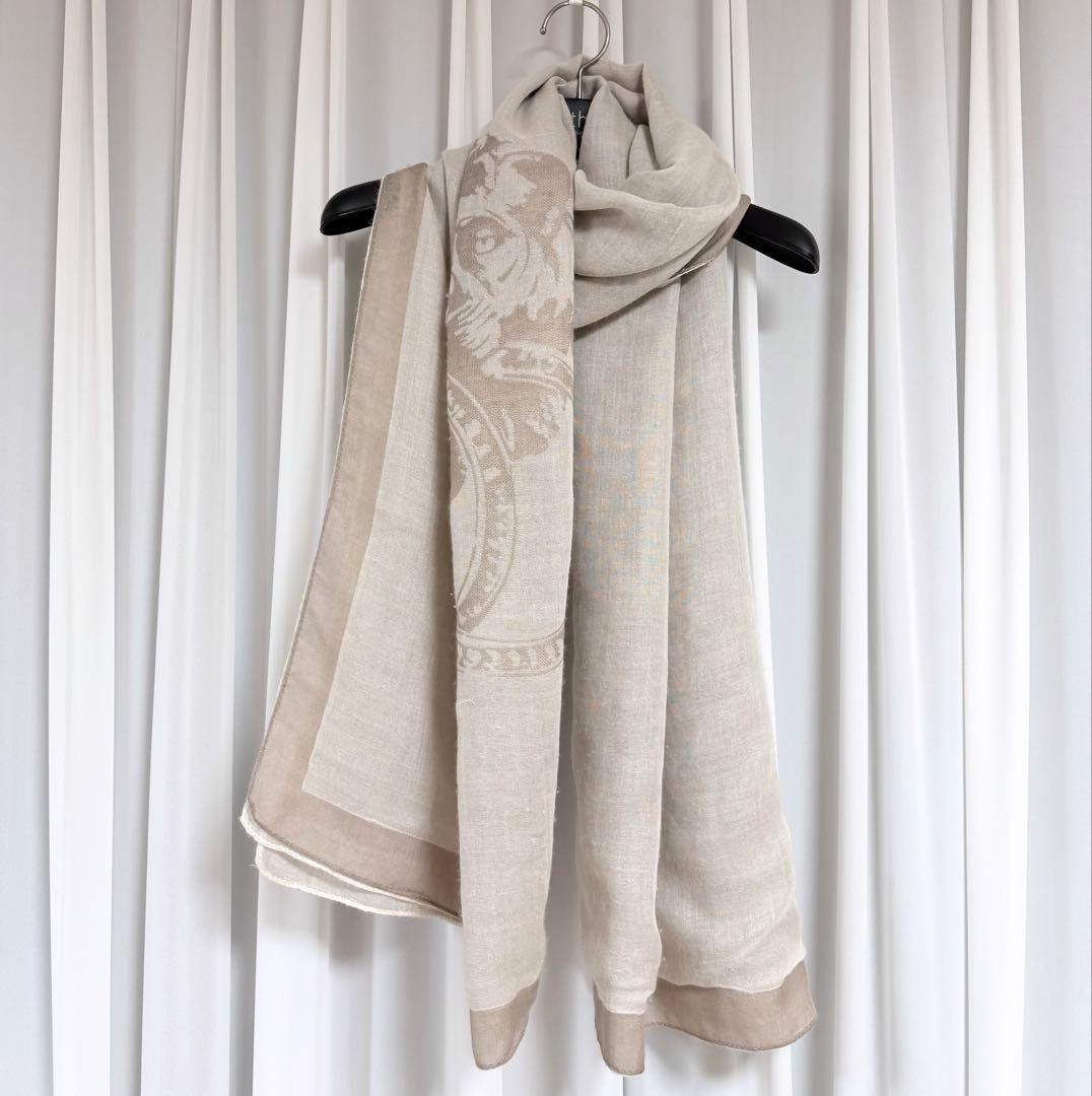 CHANEL シャネル ライオンとCCロゴの カシミヤ大判マフラー