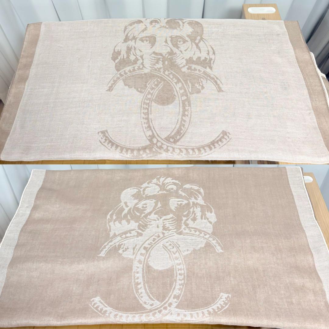 CHANEL シャネル ライオンとCCロゴの カシミヤ大判マフラー