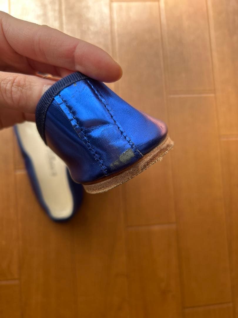 ポルセリ　38 青いリボン付きバレエシューズ
