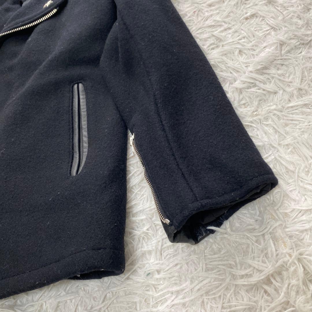 SCHOTT ライダース 裏地キルティング　Pコート　ブラック　スタッズ　星