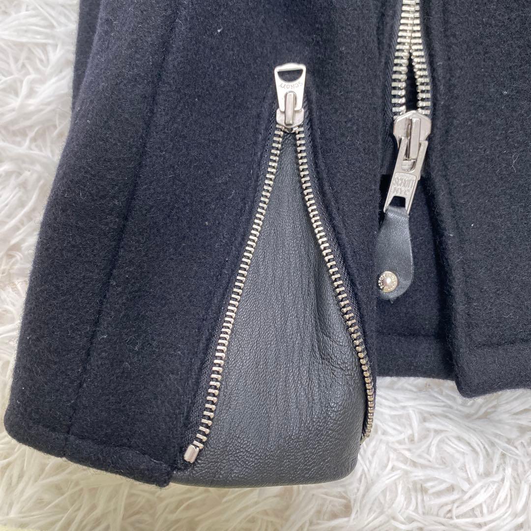 SCHOTT ライダース 裏地キルティング　Pコート　ブラック　スタッズ　星