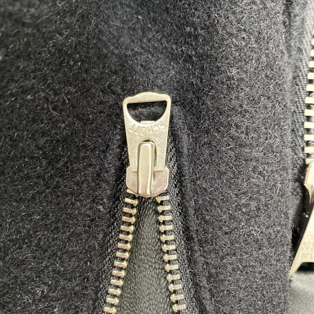 SCHOTT ライダース 裏地キルティング　Pコート　ブラック　スタッズ　星