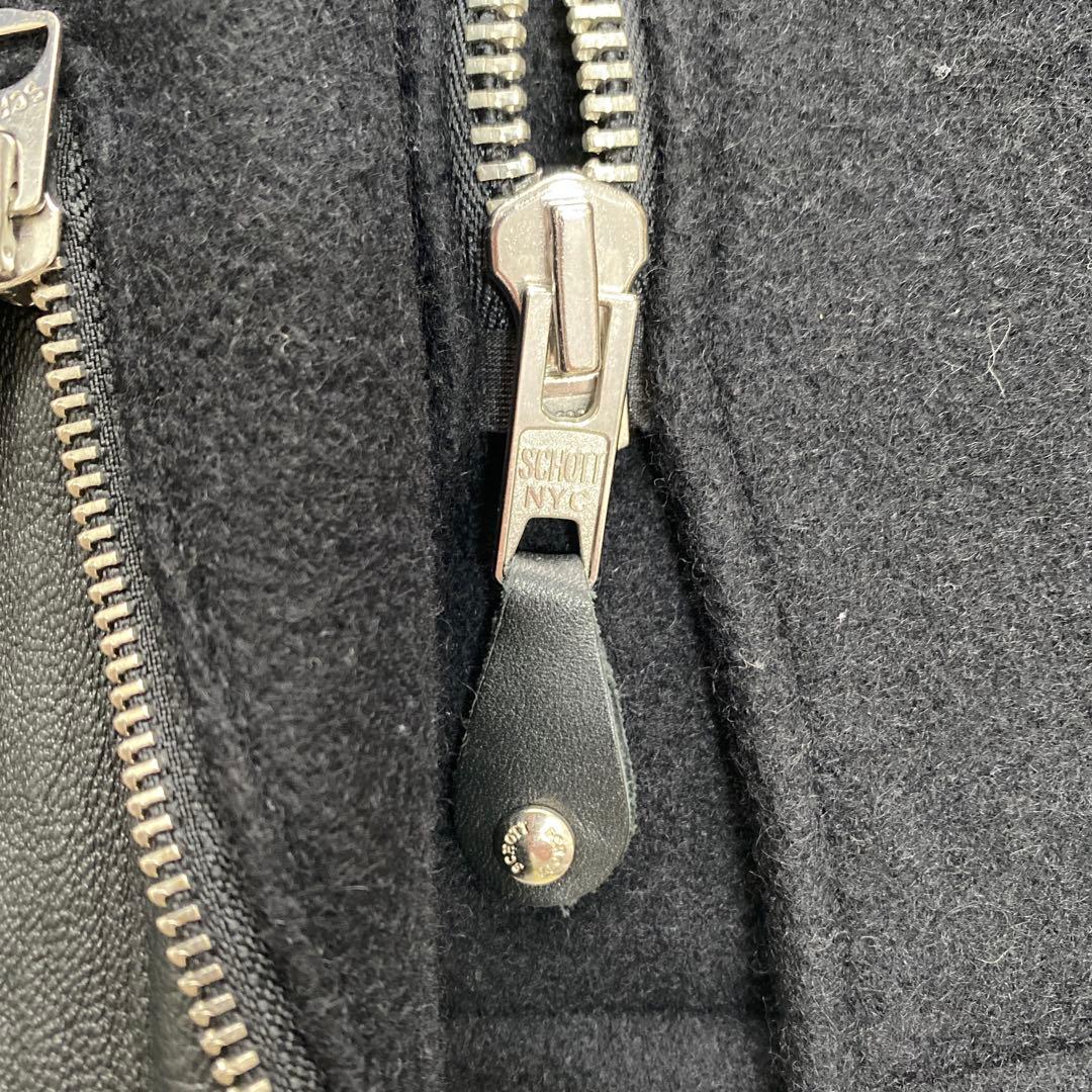 SCHOTT ライダース 裏地キルティング　Pコート　ブラック　スタッズ　星