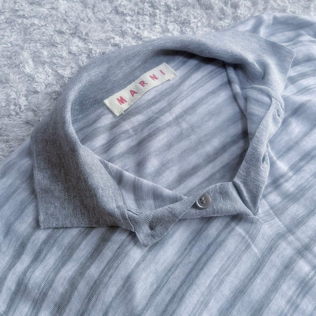 完売品【希少サイズ“52”】マルニ／コットン100%×ボーダー柄／ポロシャツ