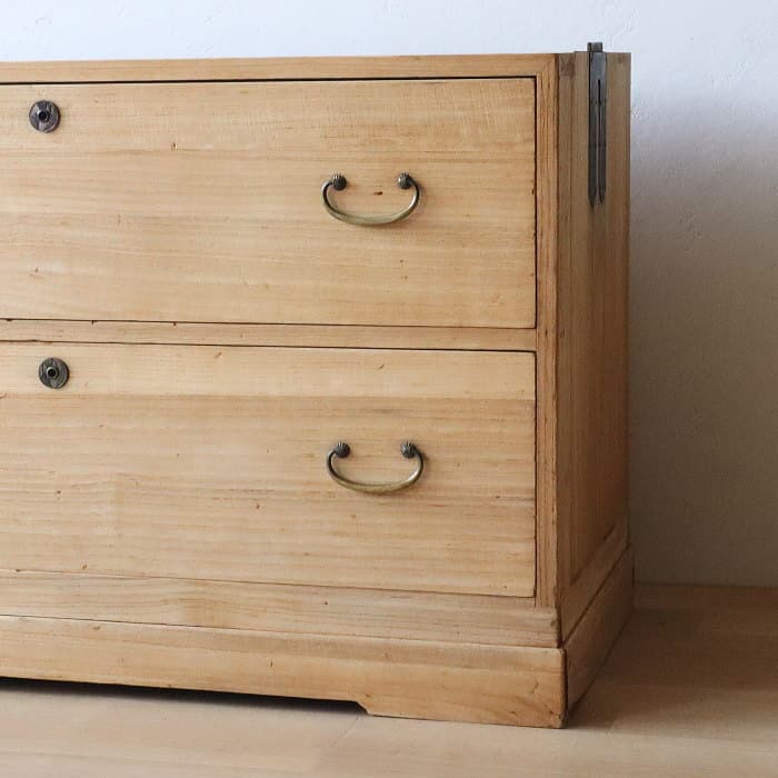 アンティーク 2段 総桐箪笥 古家具 無垢材 無塗装 和タンス 着物用