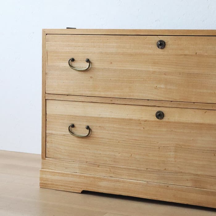 アンティーク 2段 総桐箪笥 古家具 無垢材 無塗装 和タンス 着物用