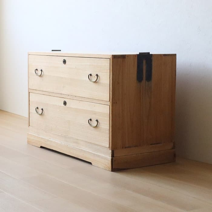 アンティーク 2段 総桐箪笥 古家具 無垢材 無塗装 和タンス 着物用