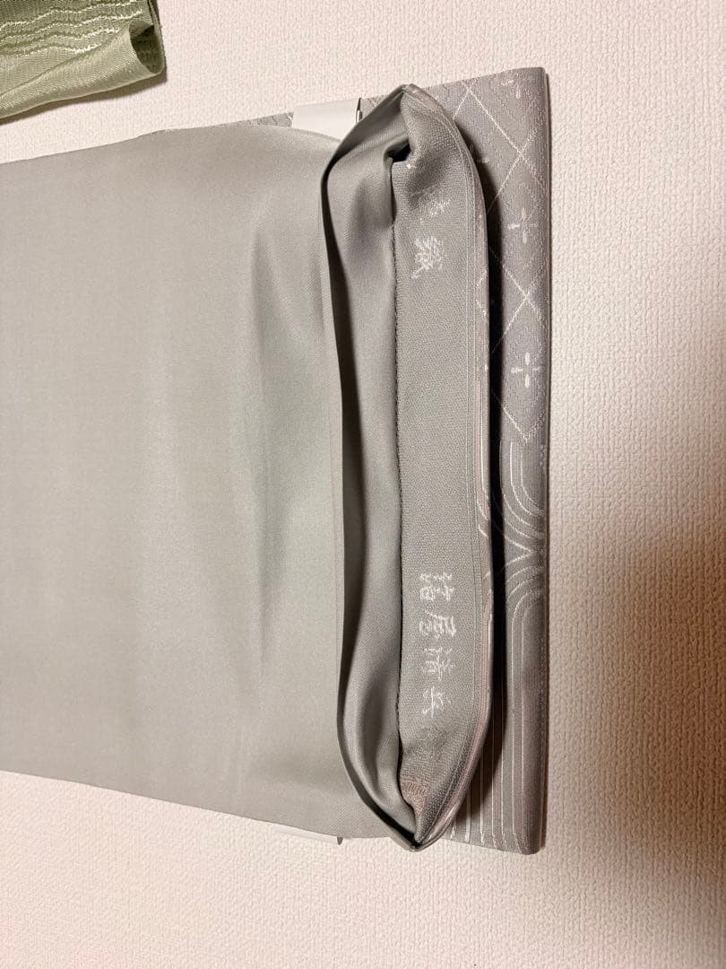 (週末値引き)グレー系 幾何学模様 西陣織袋帯 帯締め帯揚げのおまけ付き