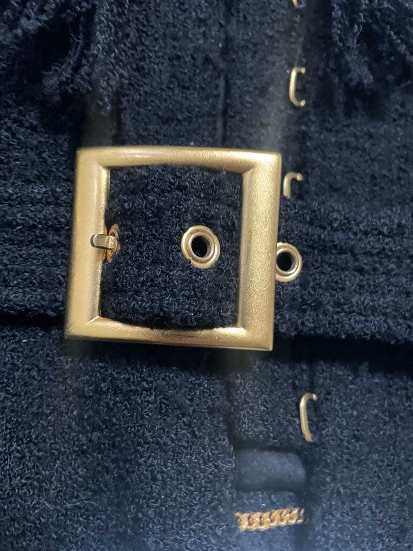 CHANEL ジャケット　ココマーク　ベルト・マフラー付き　ノーカラー　ツイード