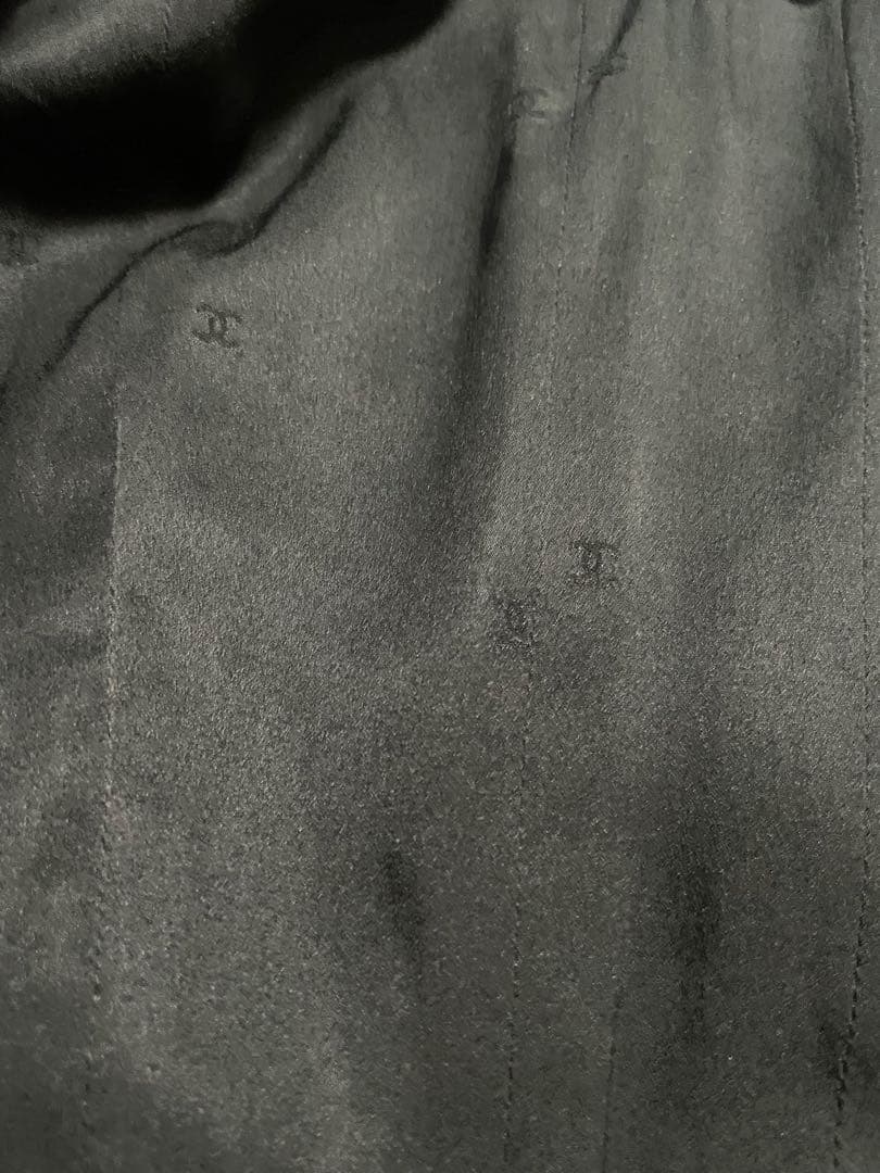 CHANEL ジャケット　ココマーク　ベルト・マフラー付き　ノーカラー　ツイード