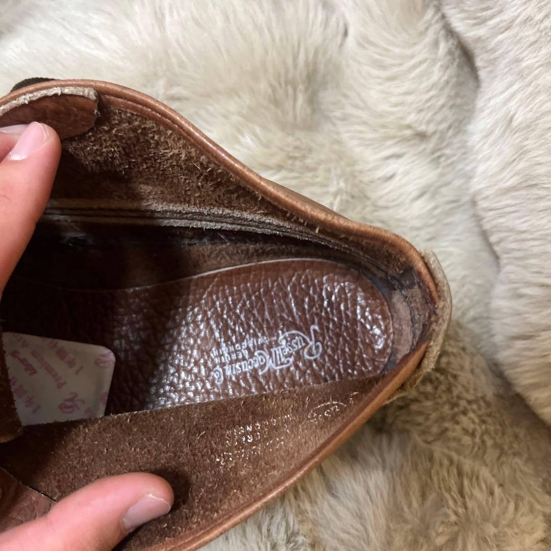 ブラウンレザーモカシンデッキシューズ