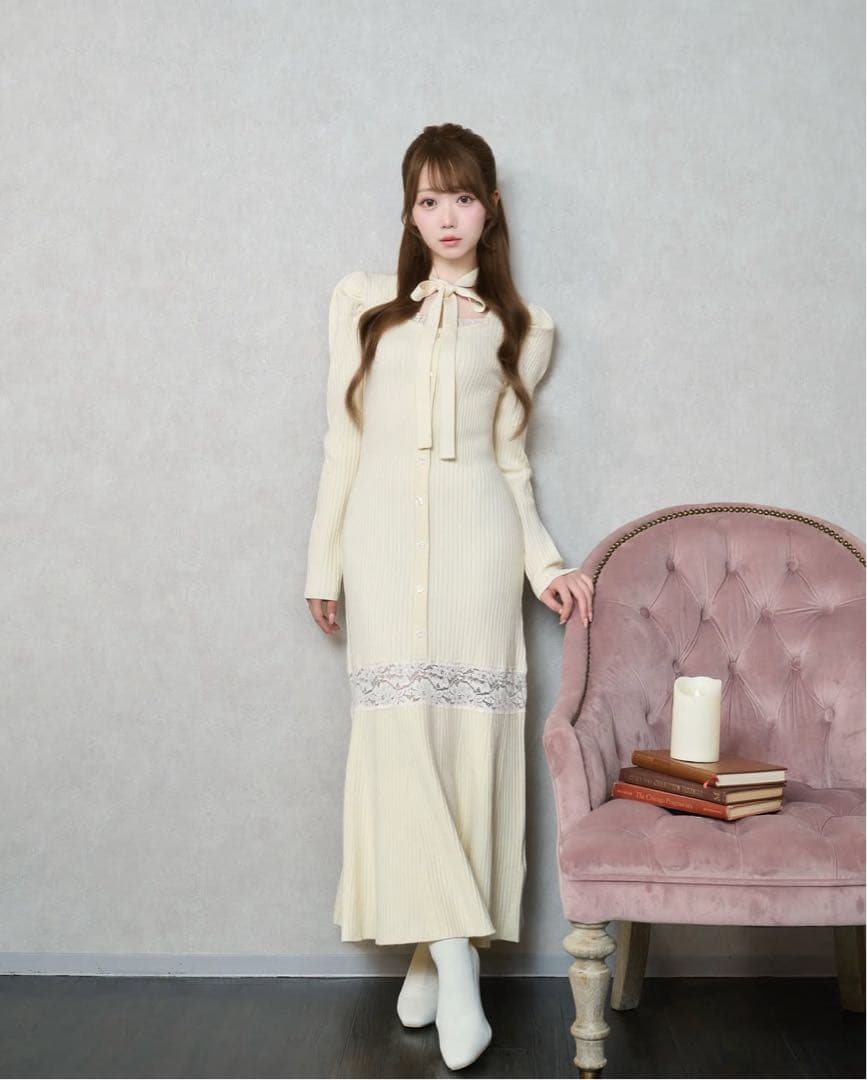 ロゼミューズ RoséMuse Mermaid lace knit dress