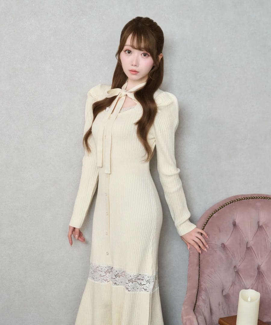 ロゼミューズ RoséMuse Mermaid lace knit dress