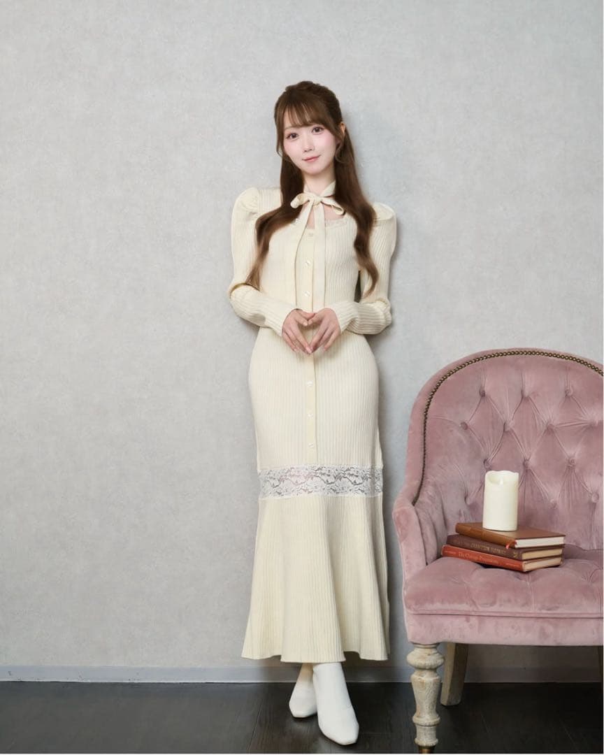 ロゼミューズ RoséMuse Mermaid lace knit dress