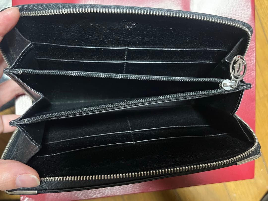 Cartier マルチェロ ラウンドファスナー 長財布 レザー ブラック黒