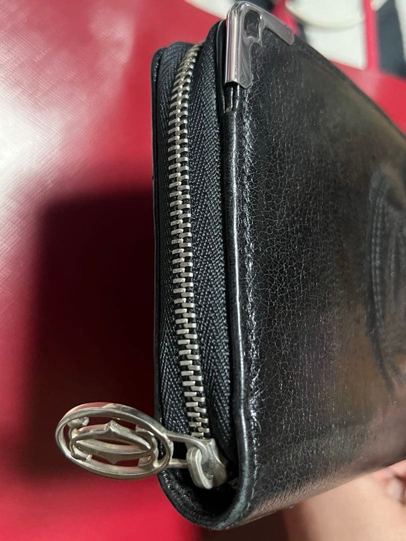 Cartier マルチェロ ラウンドファスナー 長財布 レザー ブラック黒