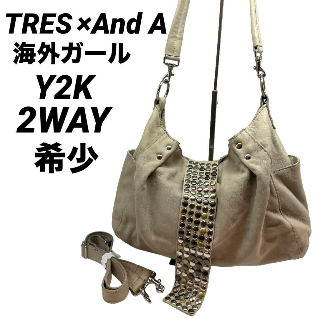 andA×TRESトレ Y2K スタッズトートバッグ レザー 2way 平成