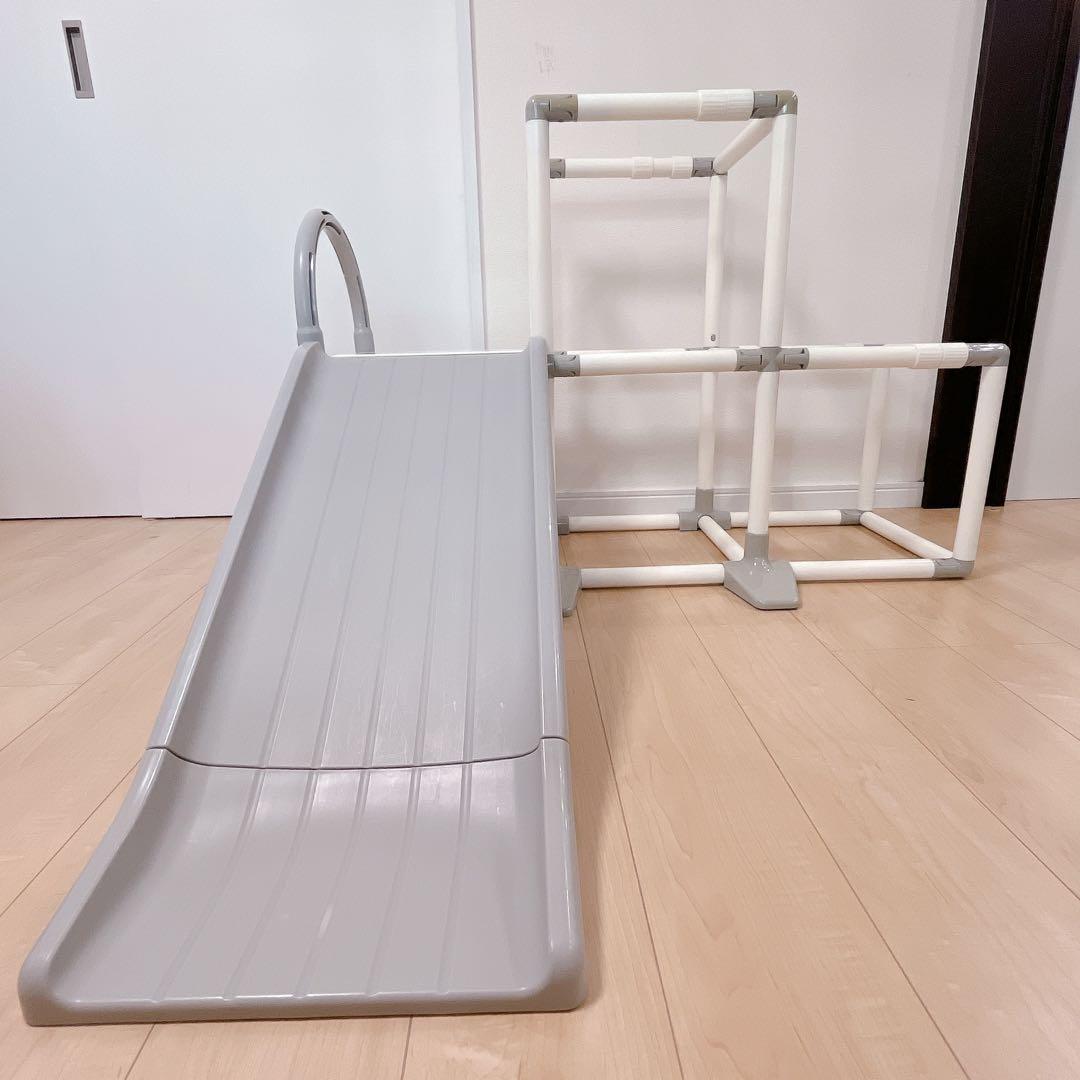 ジャングルジム 滑り台 折りたたみ グレー コンパクト わんぱくスライダージム