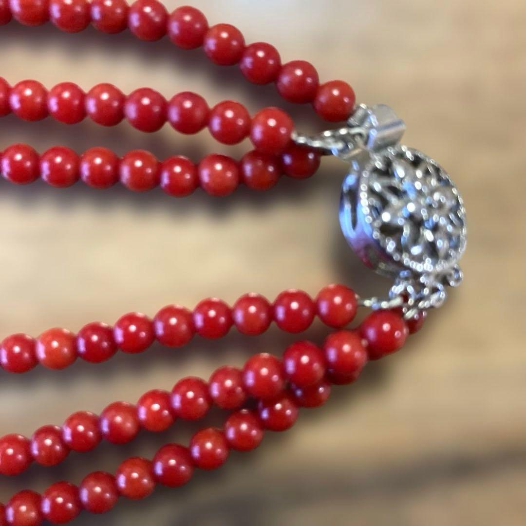 赤珊瑚　3連ネックレス