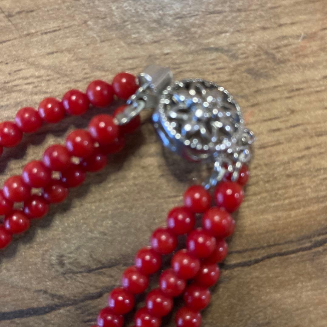 赤珊瑚　3連ネックレス