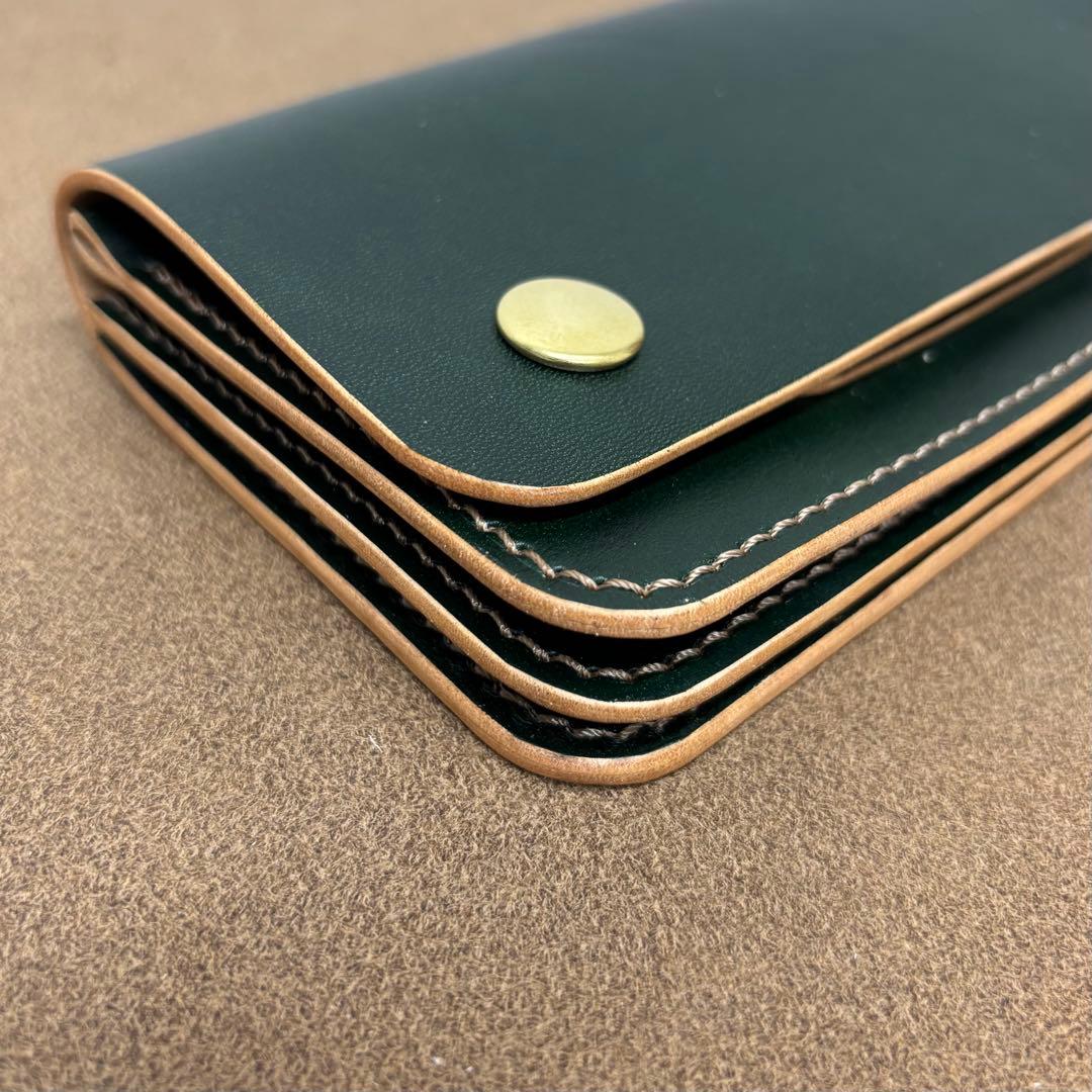 ホースハイド　トラッカーウォレット　グリーン　茶心　3層　alps