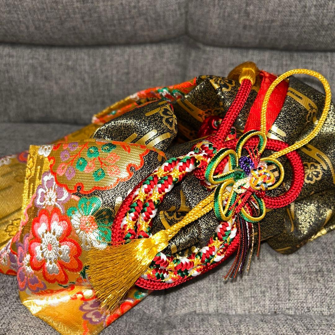 【極美品】七五三 箱せこ 豪華八点セット 飾り帯 草履 バッグ 和装小物 金✖︎黒