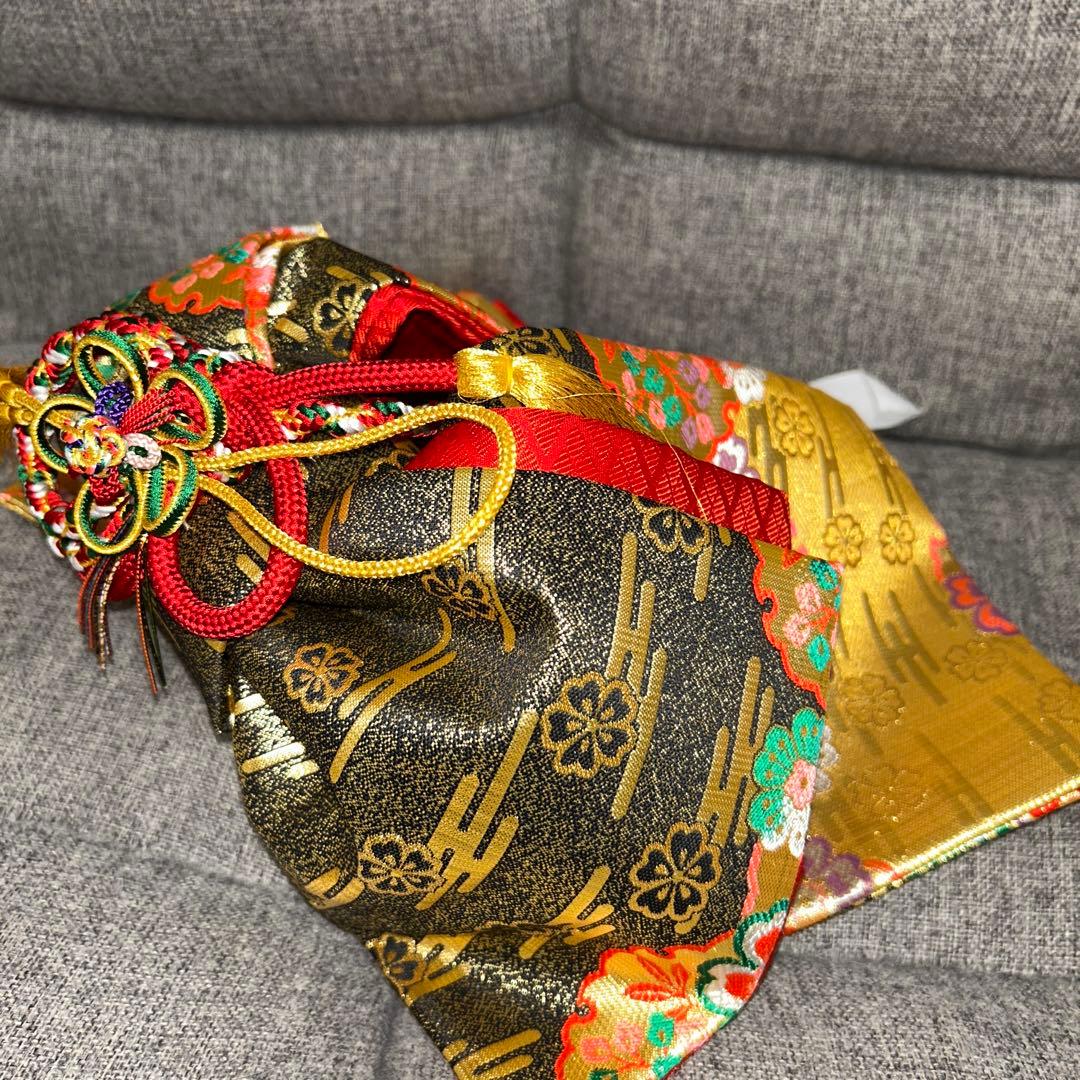 【極美品】七五三 箱せこ 豪華八点セット 飾り帯 草履 バッグ 和装小物 金✖︎黒