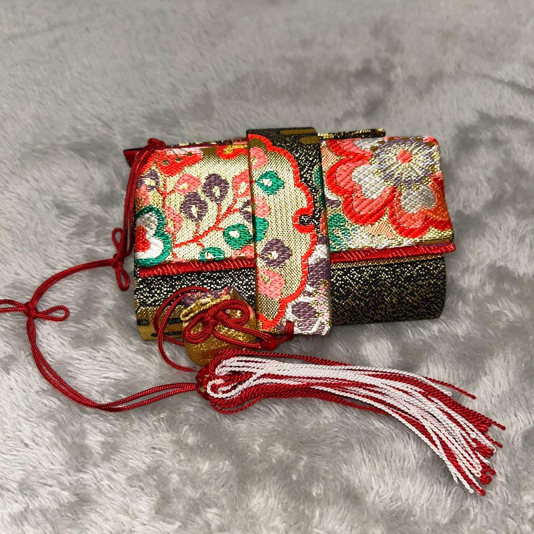 【極美品】七五三 箱せこ 豪華八点セット 飾り帯 草履 バッグ 和装小物 金✖︎黒