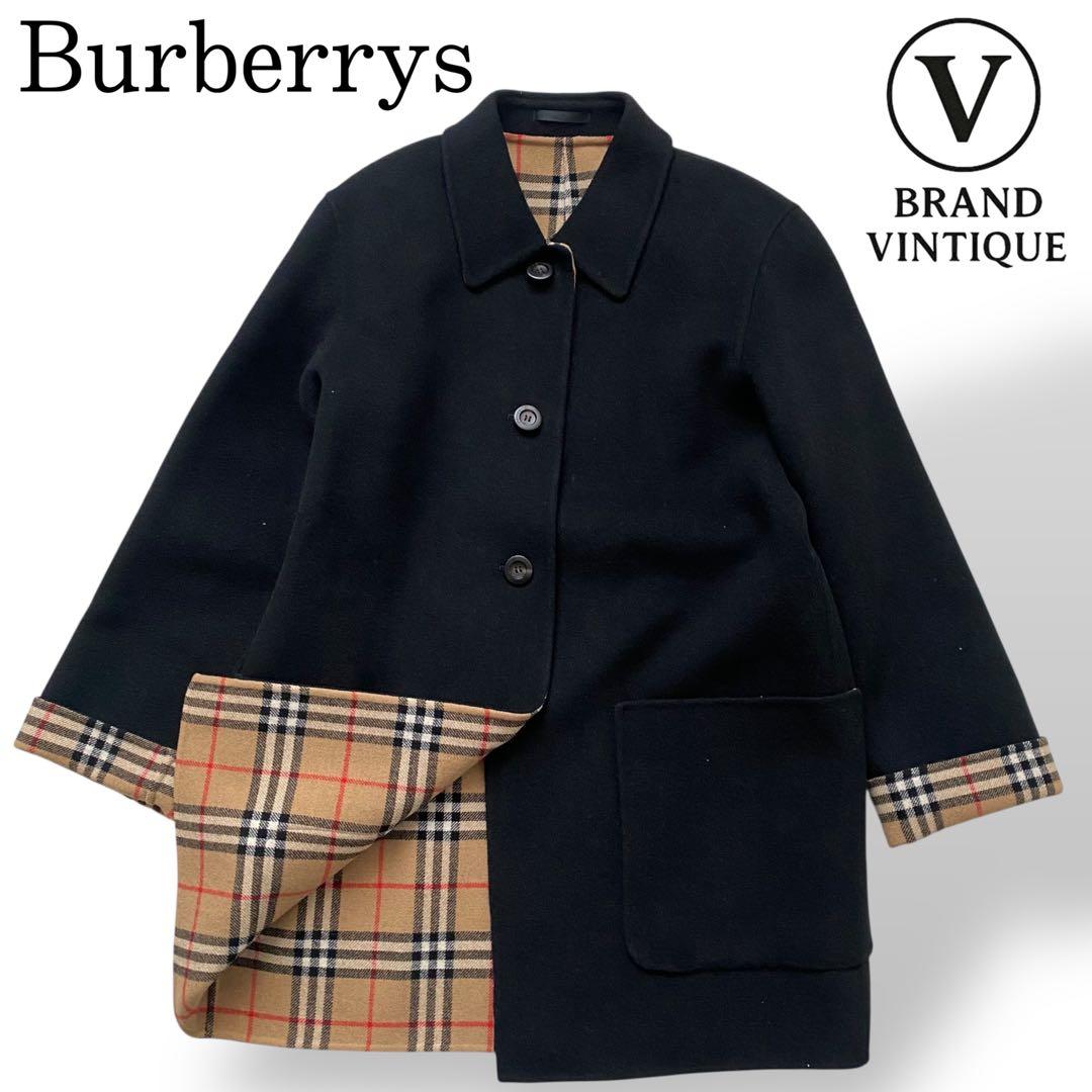 【美品】 バーバリーズ カシミヤ ダブルフェイス ノバチェック コート 黒
