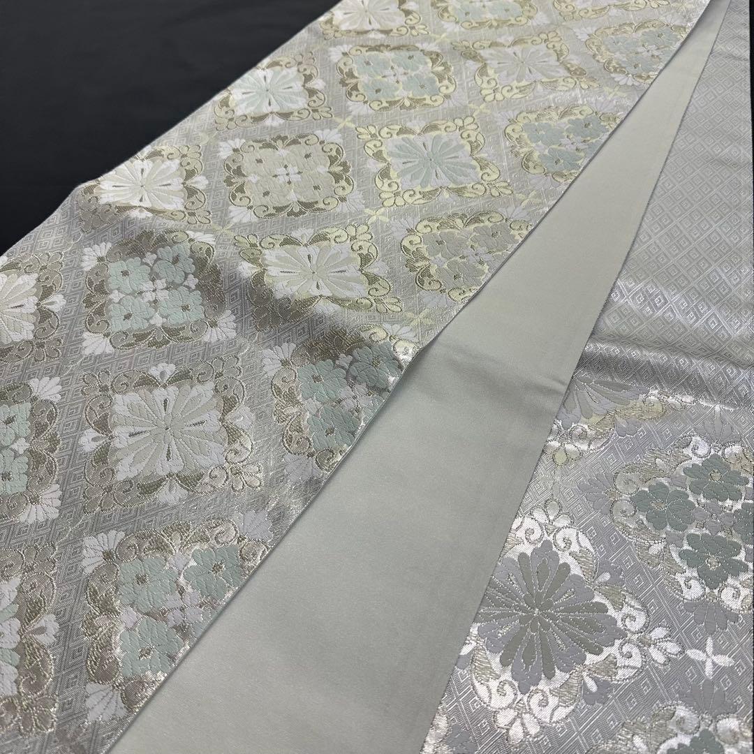 新品 袋帯 京都 西陣 樹 いつき 織物 白地 七宝 花菱 4876