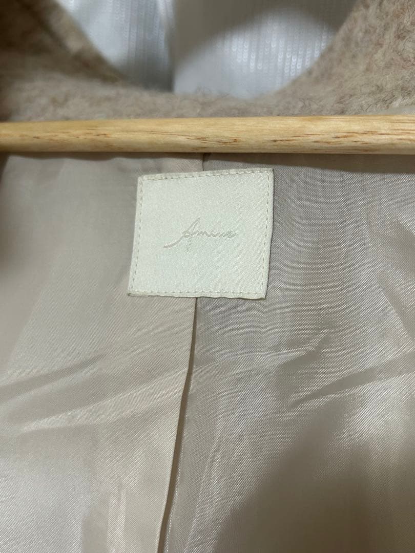 amiur 2way シャギーミディコート ベージュ