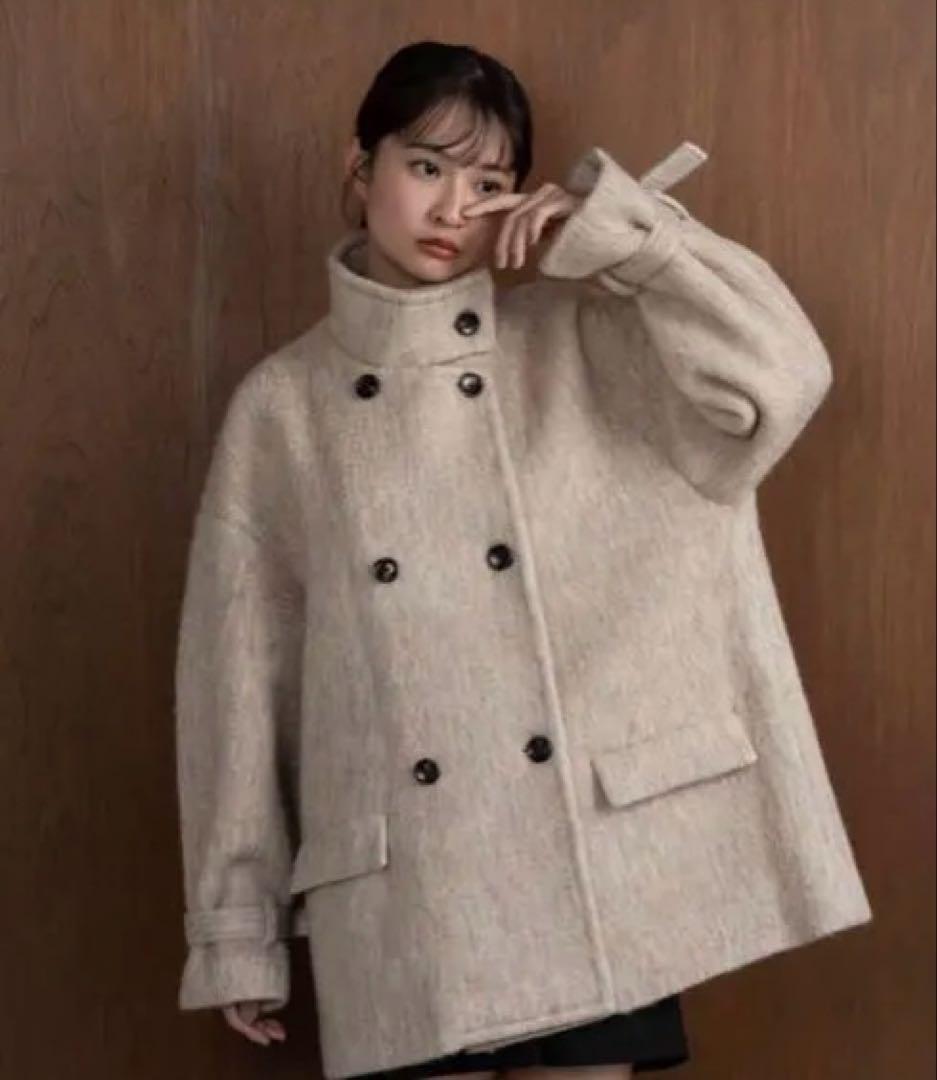 amiur 2way シャギーミディコート ベージュ