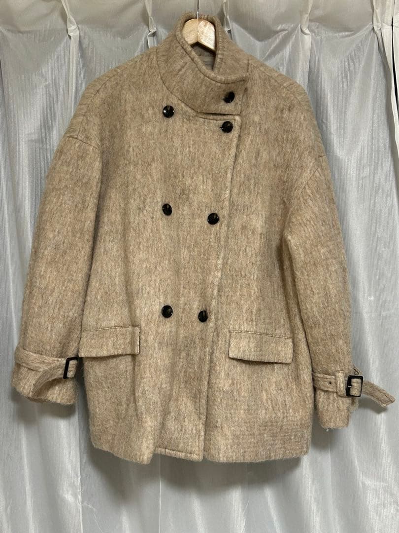 amiur 2way シャギーミディコート ベージュ