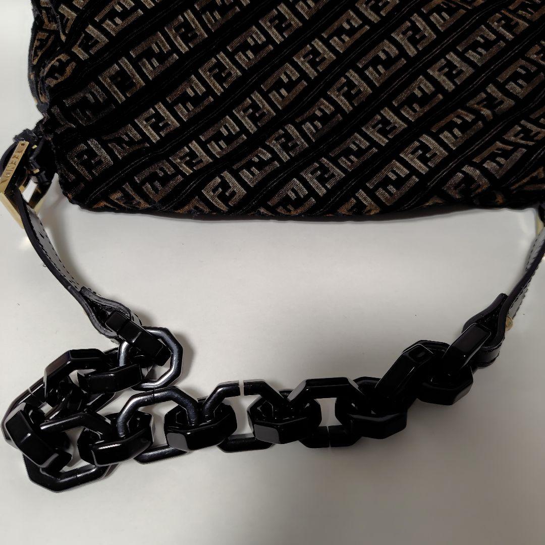 FENDI　ショルダーバッグ　チェーン　ズッキーノ　ベロア素材　保存袋