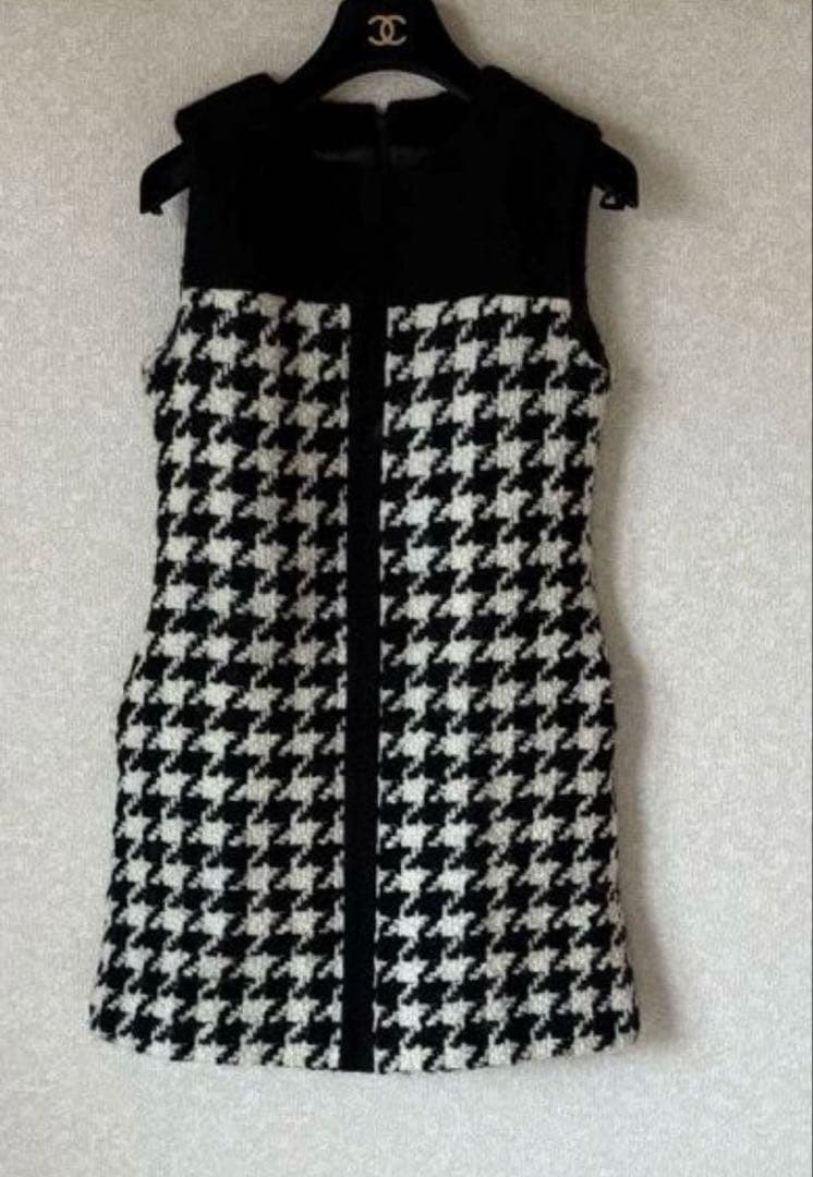 sheller ハウンドトゥースツイードドレス