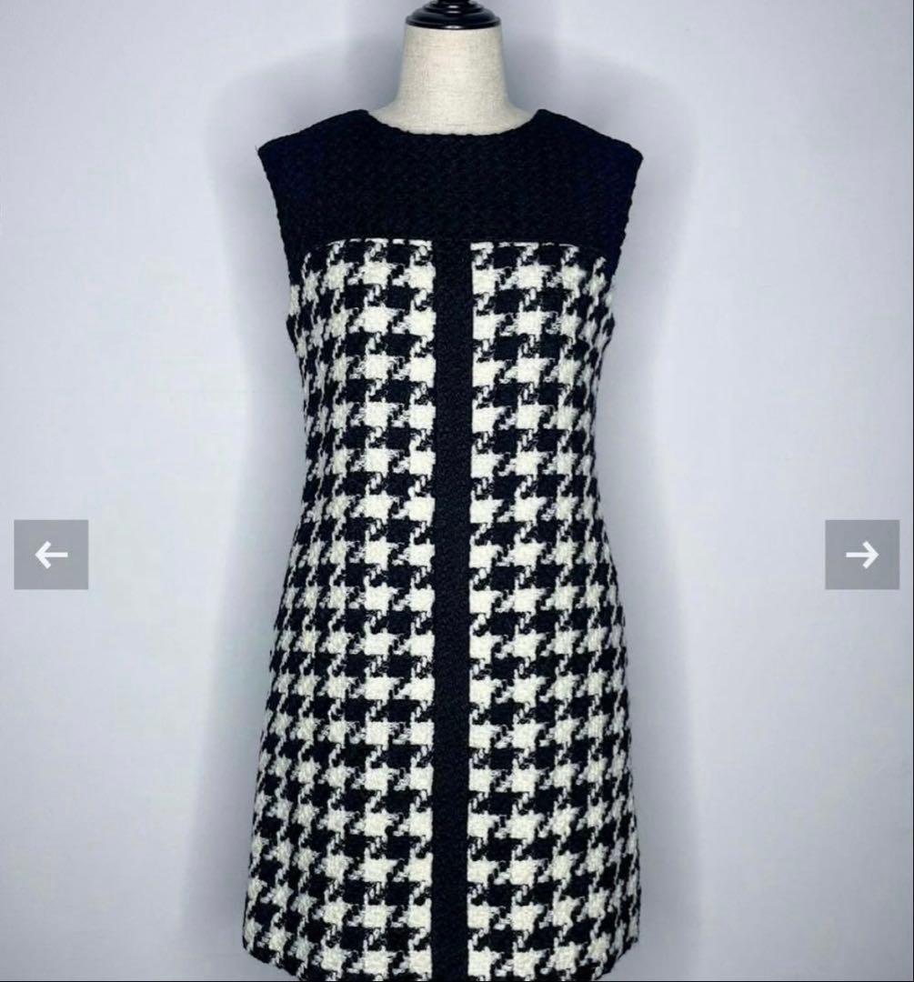 sheller ハウンドトゥースツイードドレス