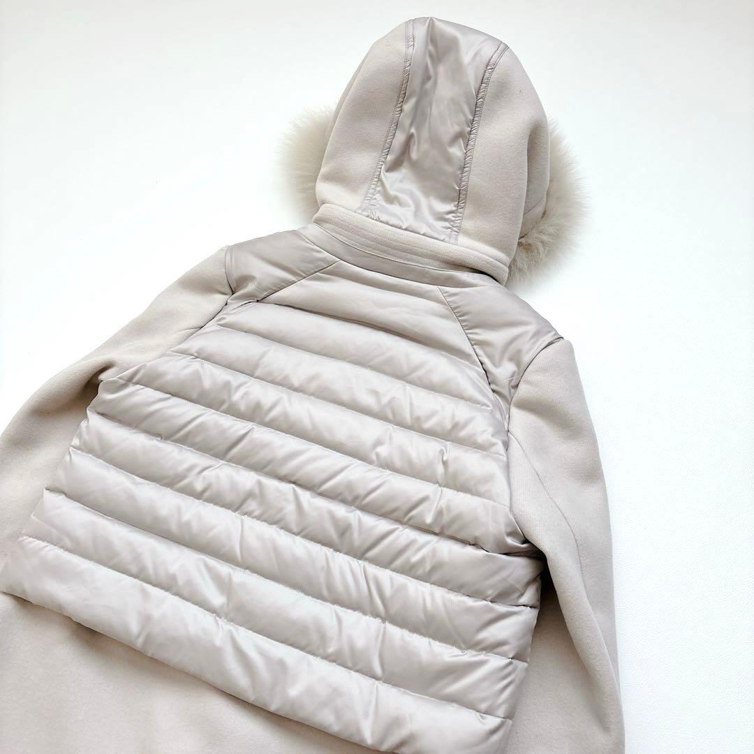 DOUBLE STANDARD ダウン付きメルトンウールコート ファー 36