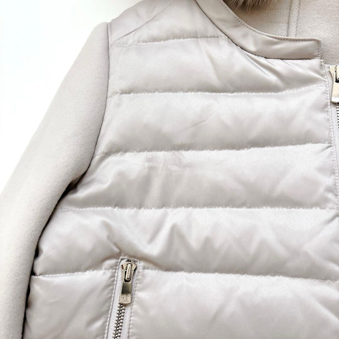 DOUBLE STANDARD ダウン付きメルトンウールコート ファー 36