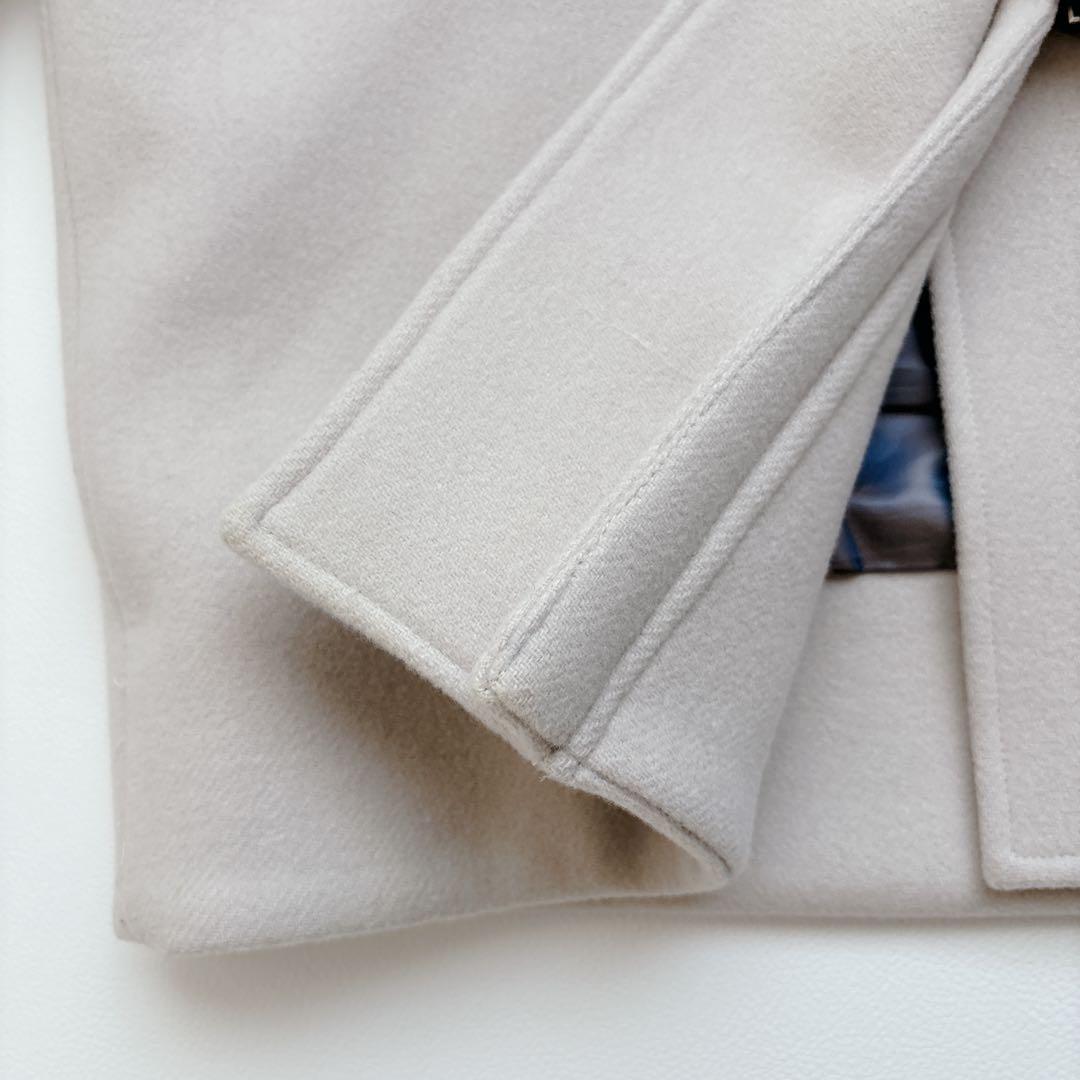 DOUBLE STANDARD ダウン付きメルトンウールコート ファー 36