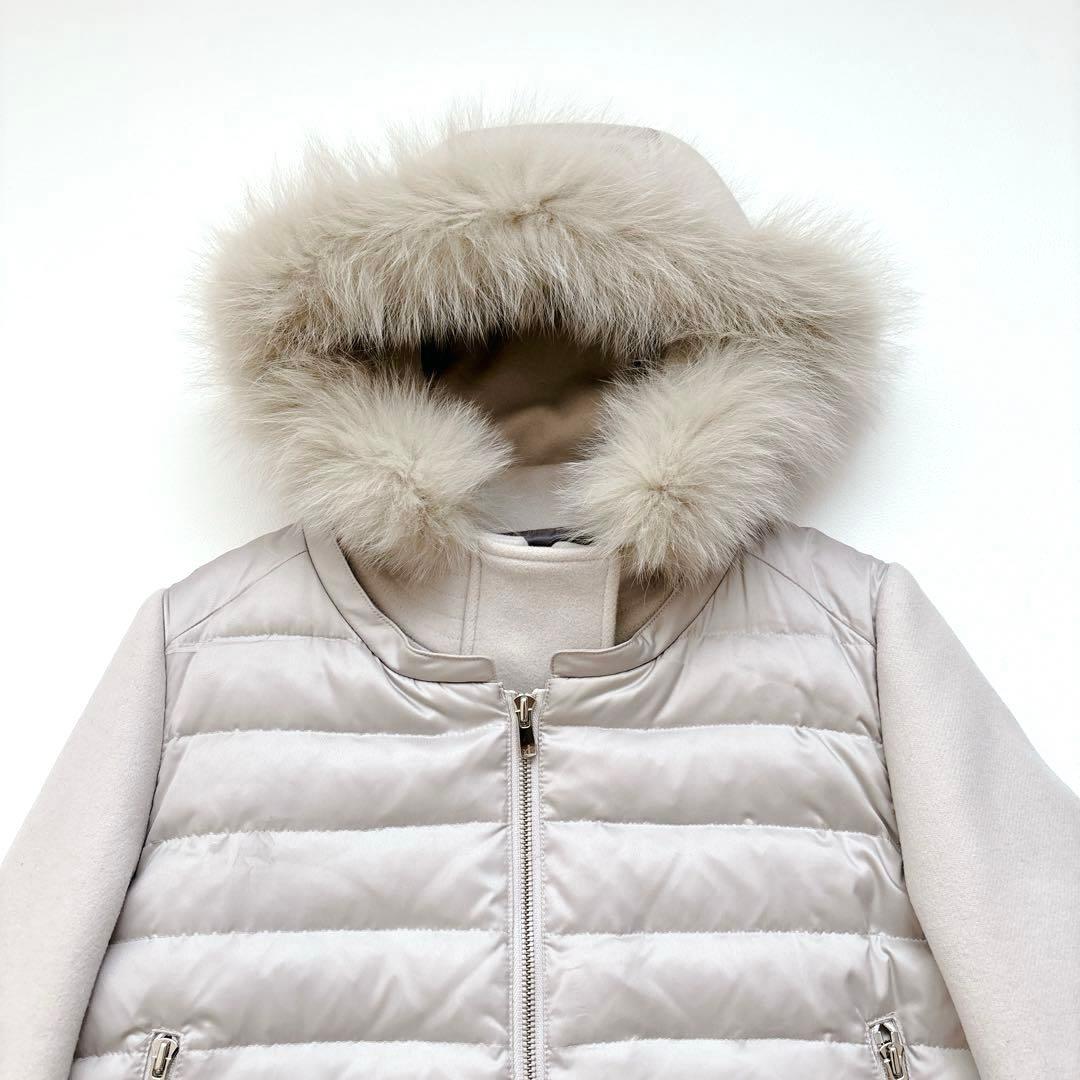 DOUBLE STANDARD ダウン付きメルトンウールコート ファー 36