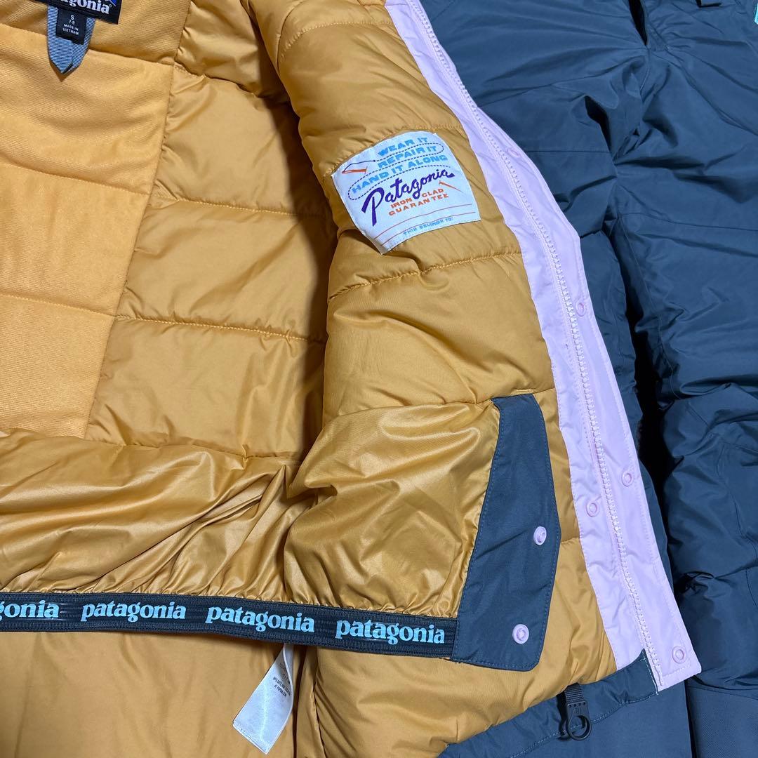 patagonia キッズ・パウダー・タウン 上下セットS ピンク/グレー