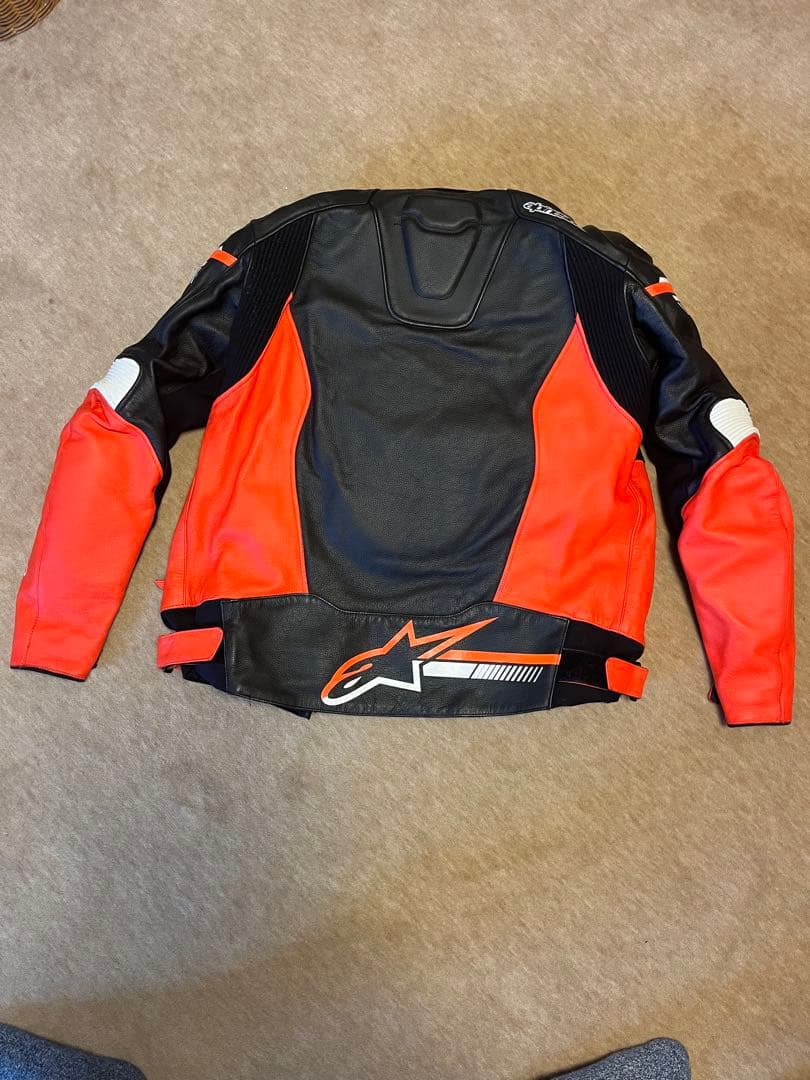 Alpinestars バイクレザージャケット 革　黒/オレンジ　Lサイズ