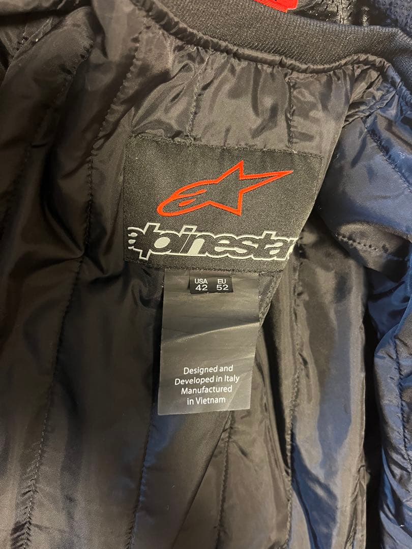 Alpinestars バイクレザージャケット 革　黒/オレンジ　Lサイズ