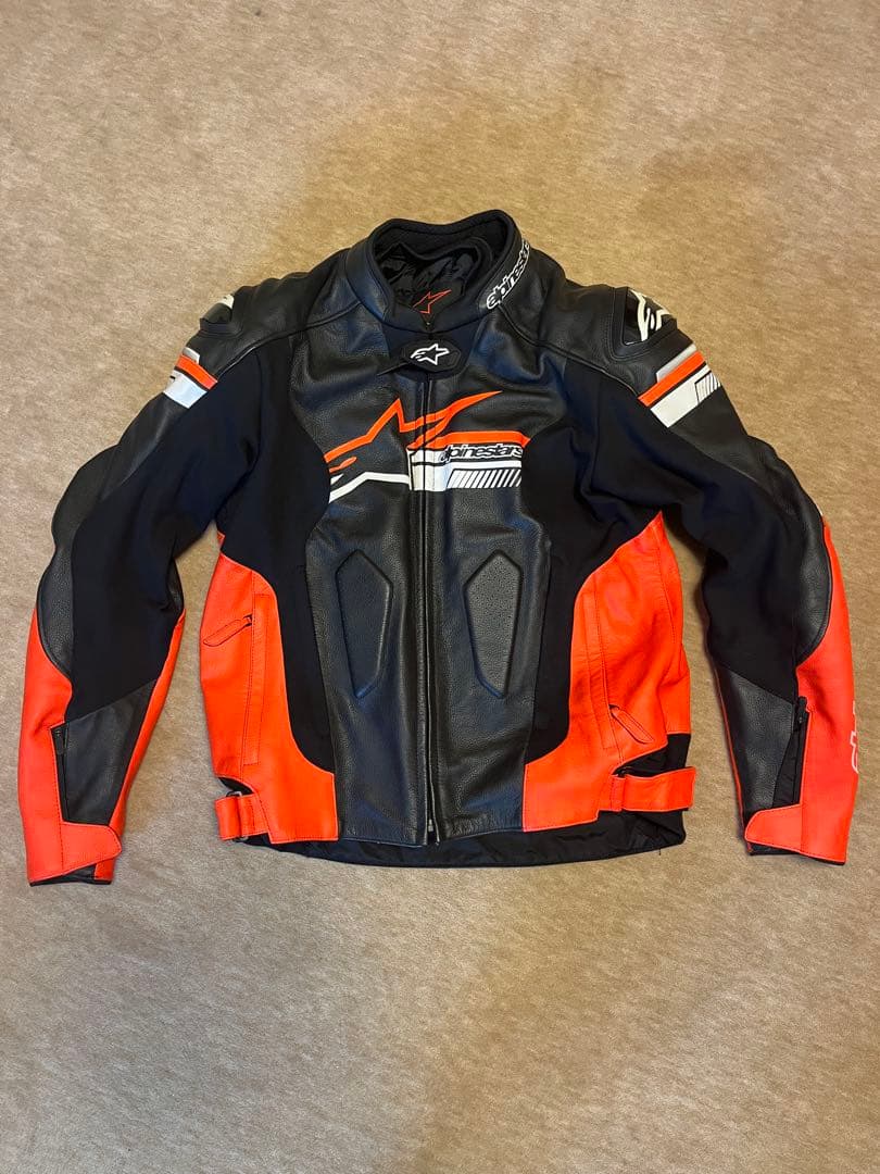 Alpinestars バイクレザージャケット 革　黒/オレンジ　Lサイズ